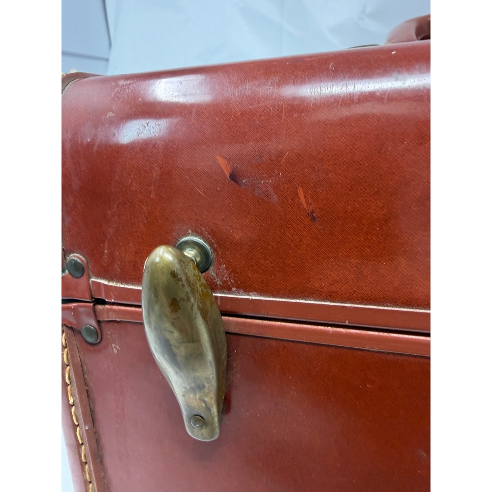 Vintage Samsonite Train Case Shwayder Bros Red Brown Hard Shell Vanity Luggage - Picture 3 of 14